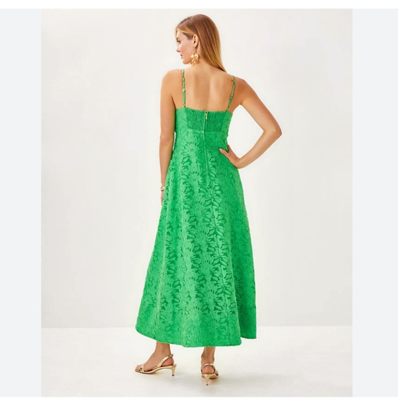 Lilly Pulitzer sz 2 Sarahlynne maxi dres stacked palm burnout fabric - Picture 2 of 7